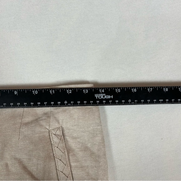 Jason Wu Wide Leg Linen Pants Womens 2 Beige High Rise Crop Braided Detail - Picture 8 of 12